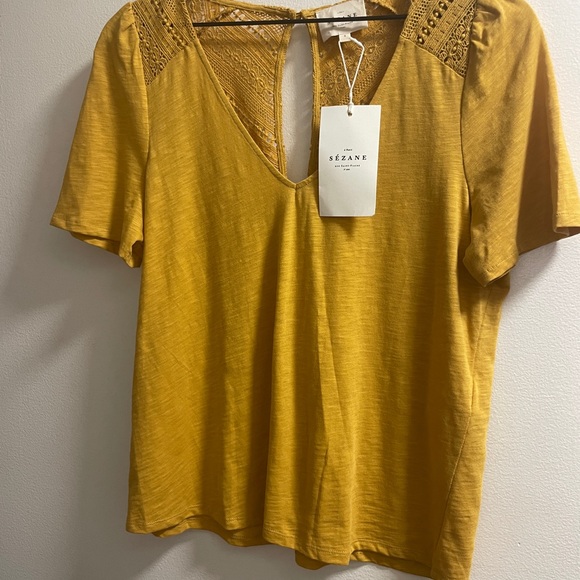 NWT Sezane Elvire T-Shirt in Safran / Saffron Yellow - Picture 6 of 10